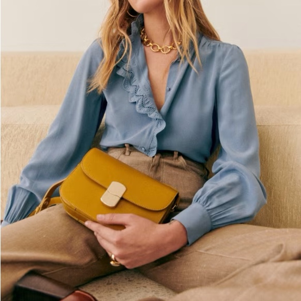 Sezane Chlo blouse vintage blue silk